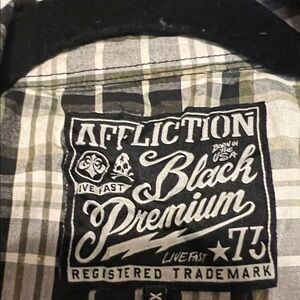 Affliction Men's Premium Western Plaid Cotton Shirt XL   Like NEW